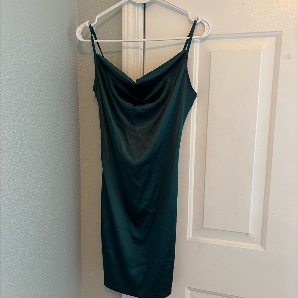 SHEIN Dark Green Satin Slip Dress